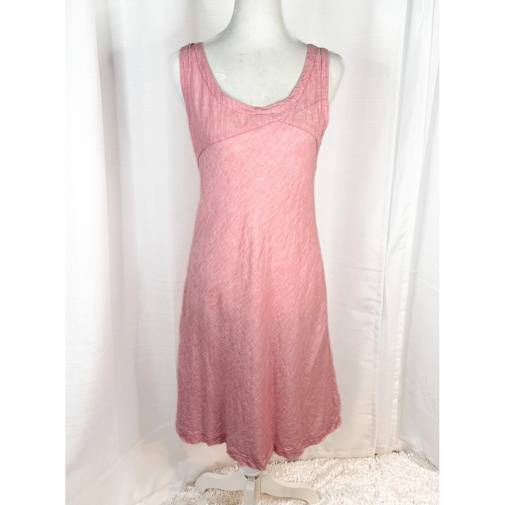Horny Toad Linen Dress Womens Small Pink Sleeveless Sheath Garment Dyed EUC